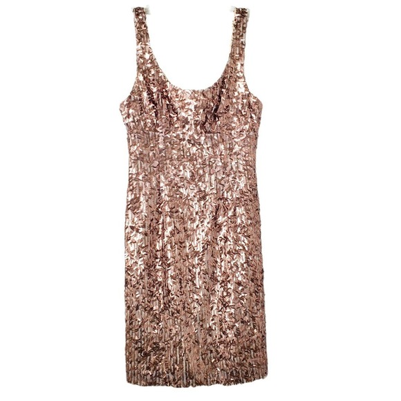 Suzi Chin for Maggy Boutique Dresses & Skirts - Suzi Chin for Maggy Boutique‎ Rose Gold Sequin Cocktail Dress Size 6 Scoop Neck